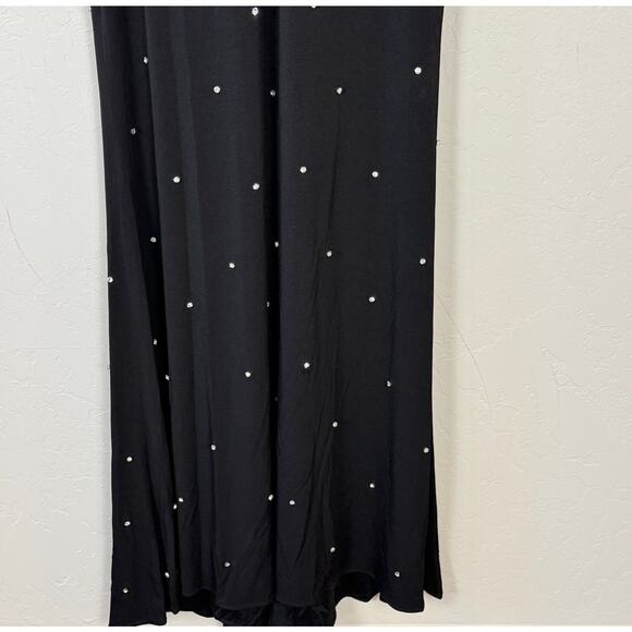 Mac Duggal NWT Size 8 Black Maxi 67874 Jeweled Plunge V Neck Long Sleeve Gown - Picture 7 of 16